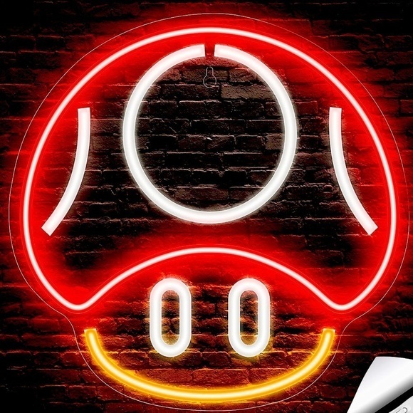 Mario Mushroom Nintendo Cartoon Video Game Neon Light LED Man Cave Kid/Teen Room - Picture 7 of 7